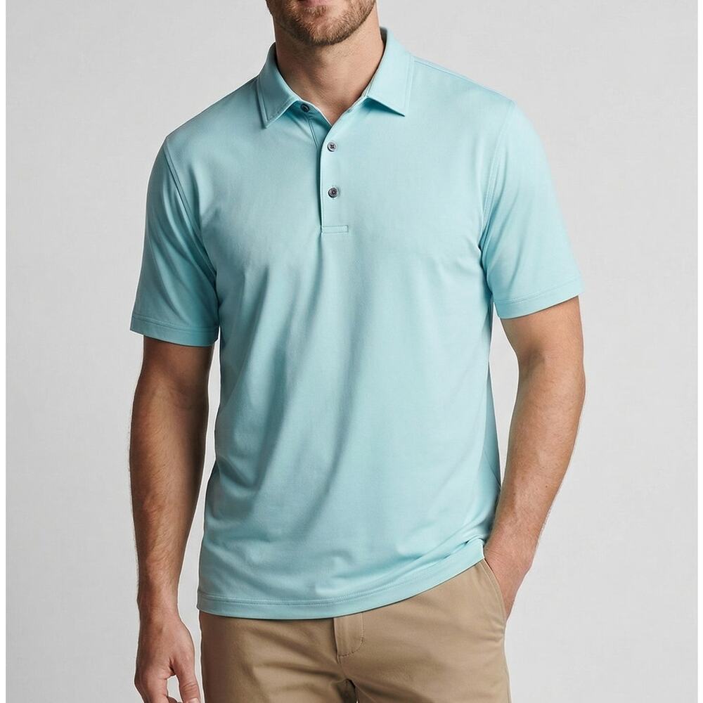 FJ Footjoy Aqua Blue Mens XL Short Sleeve Polo Shirt Las Vegas Invitational